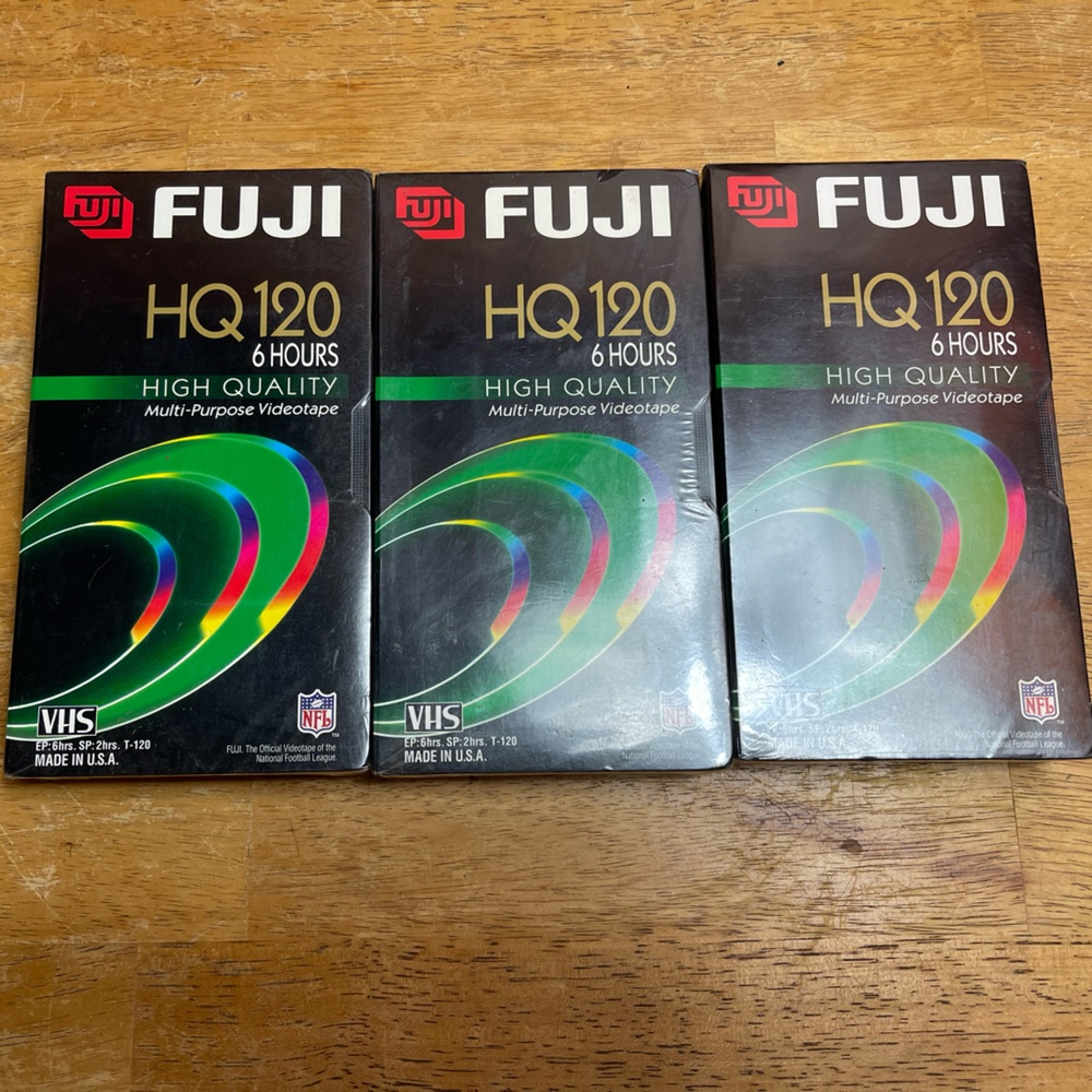 FUJI HQ 120 6Hrs Blank VHS VideoTapes NEW Factory Sealed FUJIFILM T-120 Lot of 3